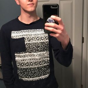 PacSun Navy and Aztec Crewneck